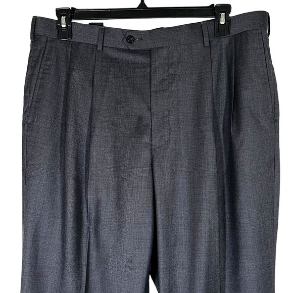 Perry Ellis - Men's Size 38/30 - Dark Grey Dress Pants Pleated Front Cuff Hem - Picture 3 of 8
